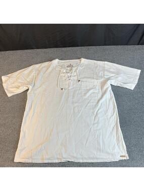 Cotton Natural Men's White Lace Up Woven Cotton Short Sleeve Shirt and shorts